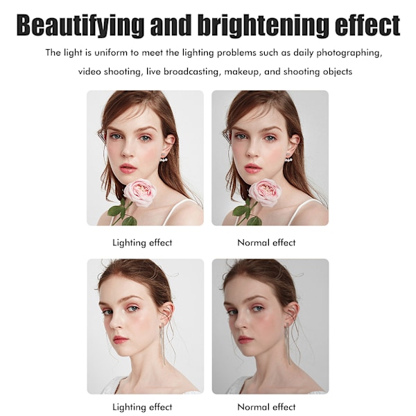 Selfie Ring Light Circle 180° Roterende Mini Fyldlys USB Genopladelig 3 Lystilstande Clip på Ring Light til Mobiltelefon Fotografering Video