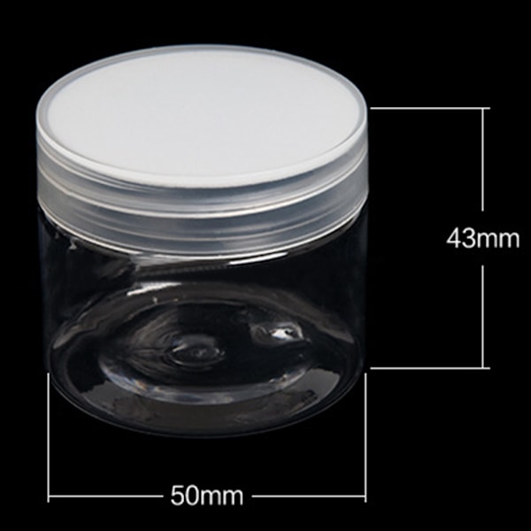 50 ml gjennomsiktige flasker med bred åpning for fiskeagn