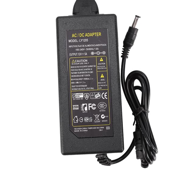 12V 5A 60W strømforsyningsadapter for 5050/5630/5730/3528 SMD LED-strips EU-plugg