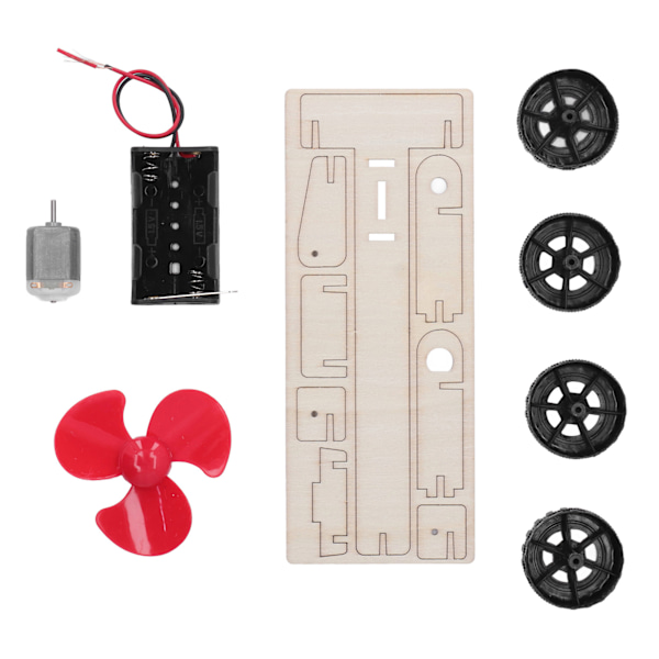 Trebil elektrisk vindbilmodell viftebladmotor vitenskap undervisningshjelpemidler pedagogisk bil leketøy for barn