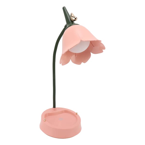 3W LED Touch Bordlampe 3 Gear Dæmpbar Foldbar Kronbladformet Skrivebordslampe USB 5V Pink