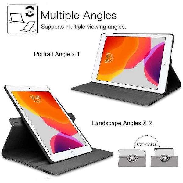 Norsu pyörivä suojakotelo iPad 9. sukupolvelle 2021 / iPad 8. sukupolvelle 2020 / iPad 7. sukupolvelle 2019 - 360 astetta pyörivä jalusta automaattisella lepotilatoiminnolla iPad 10.2:lle