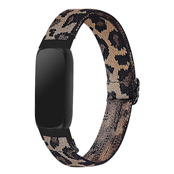 Fitbit Inspire 3 Nylon Flätad Solo Loop Sport Watch Band - Svart Leopardmönster