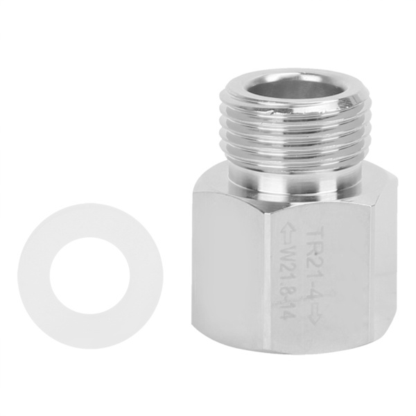 CO2 Tank Cylinder Adapter Converter Sølv Hun Tråd TR21-4 til Han Tråd W21.8-14
