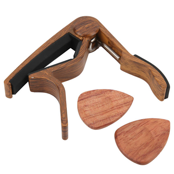 Akustisk guitar Capo massivt træ silicagel klemme ergonomi med 2 valg til bas ukulele violin