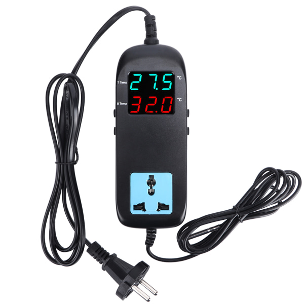 90-250V Digital Display Temperatur Controller Elektronisk Termostat med Strømledning EU-stik