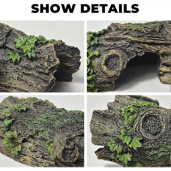 Akvariumdekorasjoner Små og Medium Fisketankdekorasjon Kunstig Hul Trestubbe Resin Ornament for Reptilskjul eller Bettafisk Svømmehabi