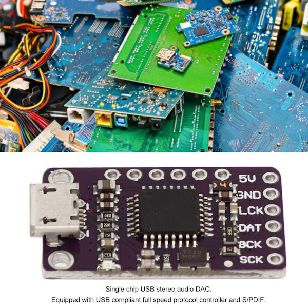 Stereo Audio Dekodermodul PCM2706U2 DAC USB til I2S IIS for hodetelefon S/PDIF-utgang