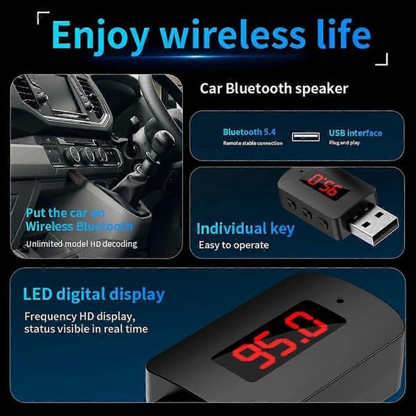 Bluetooth 5.4 autoadapteri, USB FM-lähetin-vastaanotin