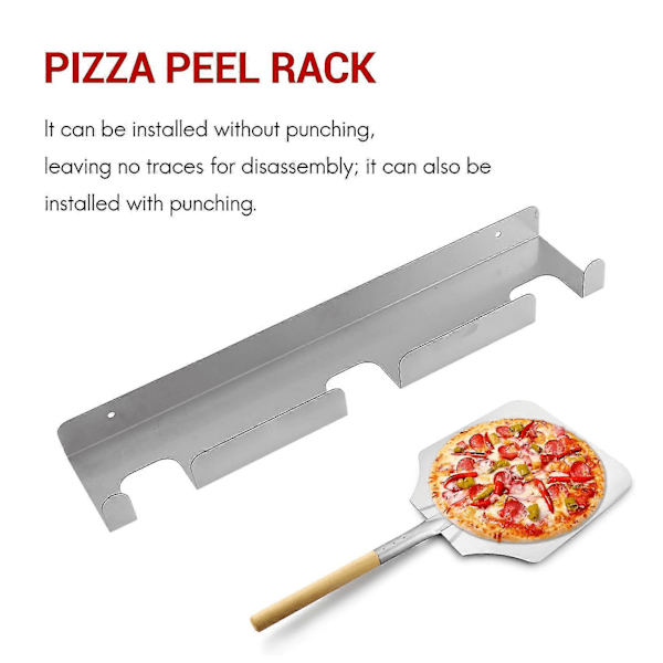 Pizzaspade Väggställ Borstat Rostfritt Stål Pizzaspade Rack Väggmonterad Hängare Kraftig Pizza Zekai