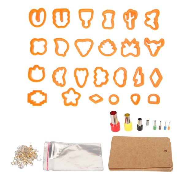 193 stk Polymer Clay øreringe skærere DIY 25 former Clay cutters til nøgleringe halskæder Orange