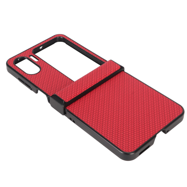 Phone case för OPPO Find N2 Flip Carbon Fiber Texture Fold Mobiltelefon Case Röd