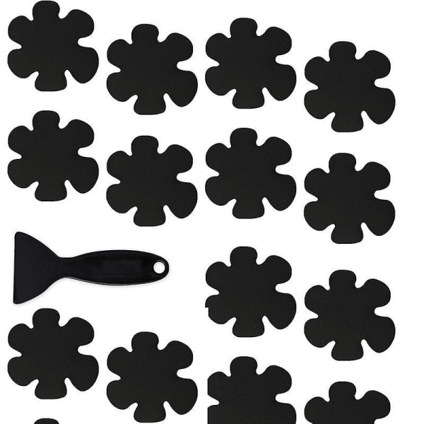 20 stk Premium sorte skridsikre badekar-klistermærker med gummiskraber