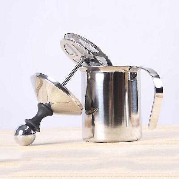 Dobbeltlags melkeskummer i rustfritt stål, kaffeskummerpumpe (800 ml) Zekai 400ML