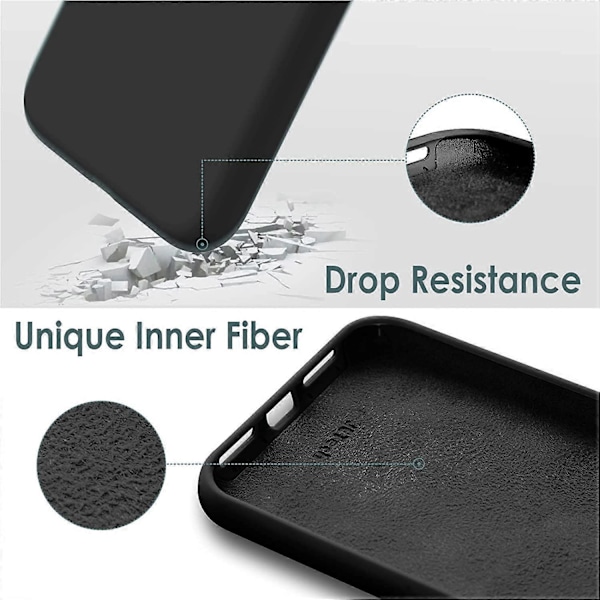 Silikone Etui til iPhone 11 6.1-Tommer, Silkeblødt Full-Body Beskyttelsesetui, Stødsikkert cover med Mikrofiberforing (Sort)