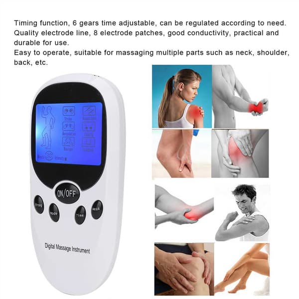 Digital Elektronisk Dobbelt Output Massager Muskelstimulator Smertelindring Massageinstrument