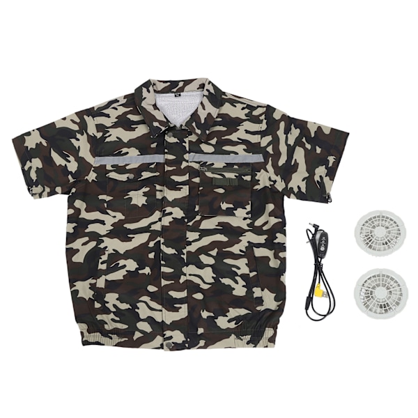 Ilmastoitu vaatteet aurinkosuojalla Kevyt lyhythihainen viilentävä takki tuulettimilla ulkoilupyöräilyyn Camouflage