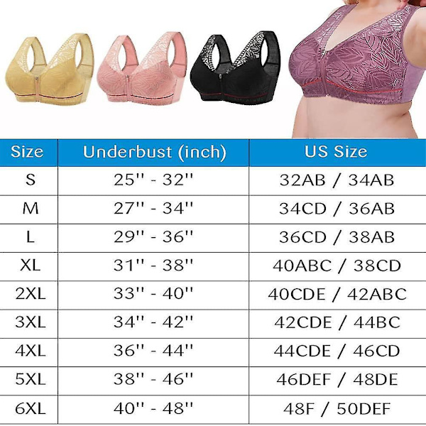 Camilace Plus Size Gul Front Lukking Trådløs BH
