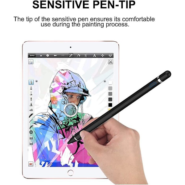 Ultra-tynd 1,45 mm kapacitiv touchpen til maling, kompatibel med alle touchskærmplanter og mobiltelefoner, ideel til tegning og skrivning