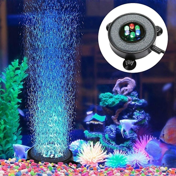 Akvarium Luftstein Fisketank LED Luftstein Boblelys med 6 Fargeskiftende LED-er for Akvarium