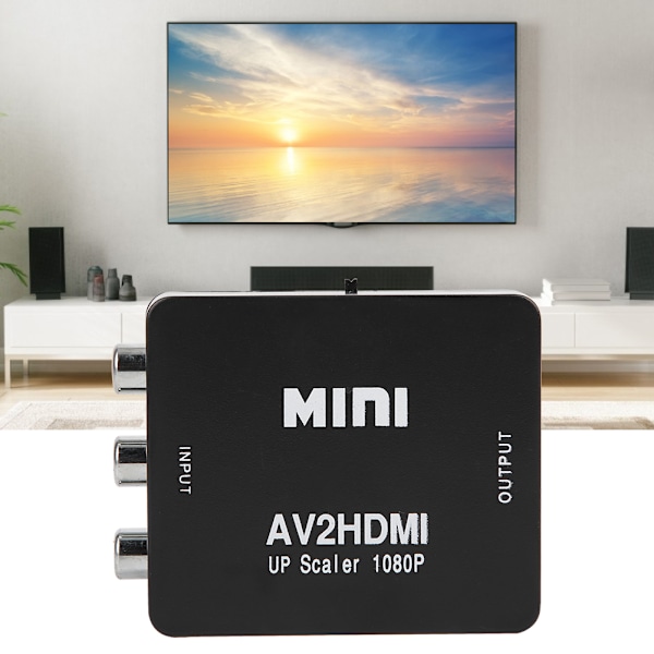 Mini AV till HDMI 1080P 60HZ Utmat HD-adapter Videokonverter med USB-kabel Svart