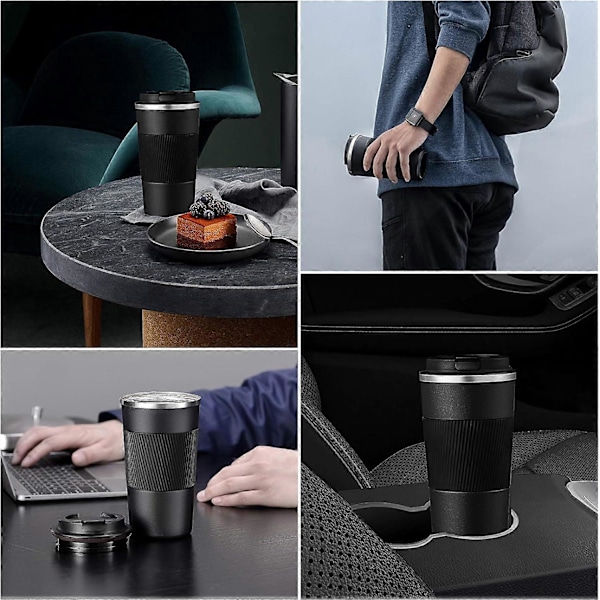 Resemugg för varma och kalla drycker, isolerad kaffemugg med läckagesäkert lock, dubbelväggig resemugg