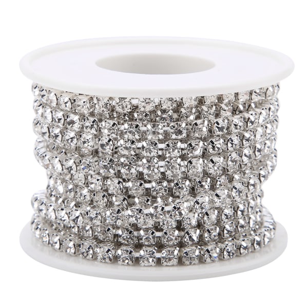 SS16 5yard/roll Crystal Rhinestone Chain DIY Fashion Close Cup Chain Silver Apparel Accessories