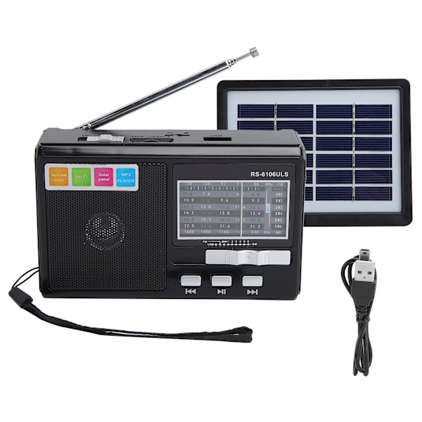 Solar Charging Radio Portable Radio with Emergency LED Flashlight Support for U Disk