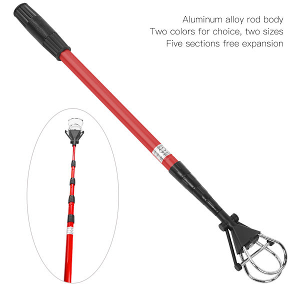 Aluminiumlegering Lättvikts Fem Sektioner Retractable Gratis Justerbar Golfboll Plockare Retriever Verktyg Tillbehör Röd/Svart 60-183cm