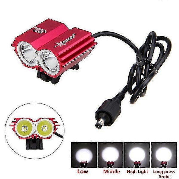 12000mah Akku 5000 Lumenia 2 Led Pyöräily Pyörän Valo Led Lamppu Ajovalo Otsalamppu &amp; Takavalo PunainenPyöränValosarja