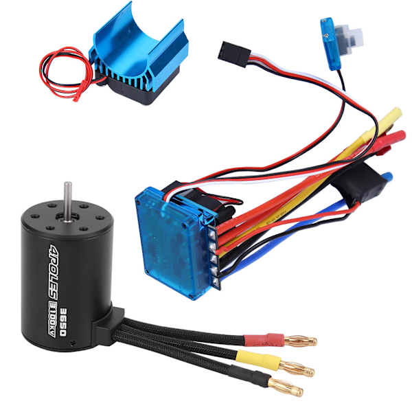 3650 Motor 3100Kv Borstlös ESC Kylfläns Set för 1/10 RC Bilmodell Tillbehör(80A )