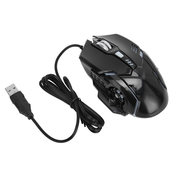 Langallinen pelihiiri DPI 1200 1800 2400 3600 Mykistys Ergonominen USB-liitäntä RGB-taustavalaistu PC-pelihiiriä Kotitietokonetoimistoon Musta