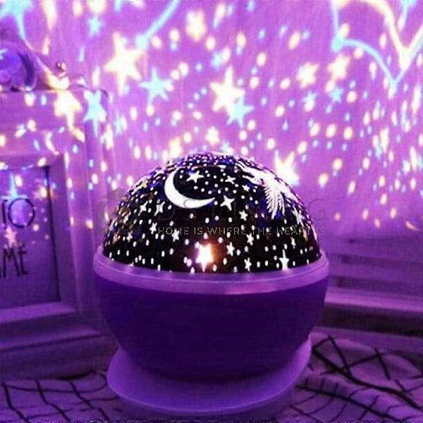 Fantasy Stjernenat Lampe Projektor Stjernehimmel Månelampe Soveværelse Atmosfære Lys Lilla