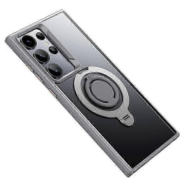Magnetisk MagSafe-deksel til Galaxy S23 Ultra med støtte, matt PC+TPU-skall og silikonring Grey