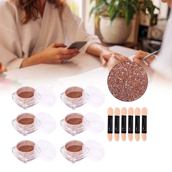 6 kpl 0,5 g kynsien koristelujauhetta kynsien koristeluun glitterpigmenttiä kynsistudioon TCL-06