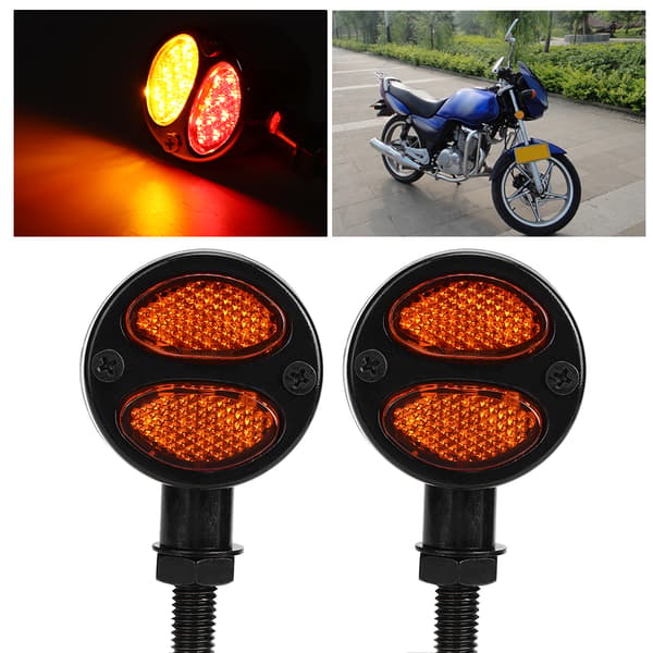 Motorcykel LED Blinklys Bremselygte Metalskal Blinker Blinklys 12V 4 Ledninger Sort