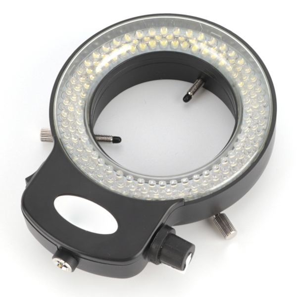 Mikroskoopin LED-valo, teollisuuskäyttöön soveltuva, säädettävä 144 LED:n rengaslamppu, musta kuori, AC100-240 V EU-pistoke