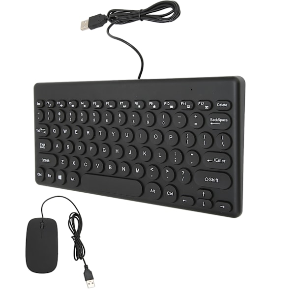 Tangentbord Mus Combo Bekväm ergonomi Power 78 nycklar Rund Keycap 4 Musknappar Kabelanslutna datortillbehör Svart