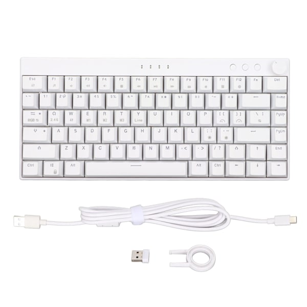 Tre tilstands mekanisk tastatur 82 taster RGB dynamisk baggrundsbelysning N tast rollover hvidt mekanisk tastatur til kontor hjemme sort switch