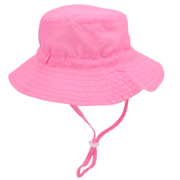 Barnas solhatt med justerbar vindtett stropp trykt strandlue solhatt for barn rosa S (46-50)