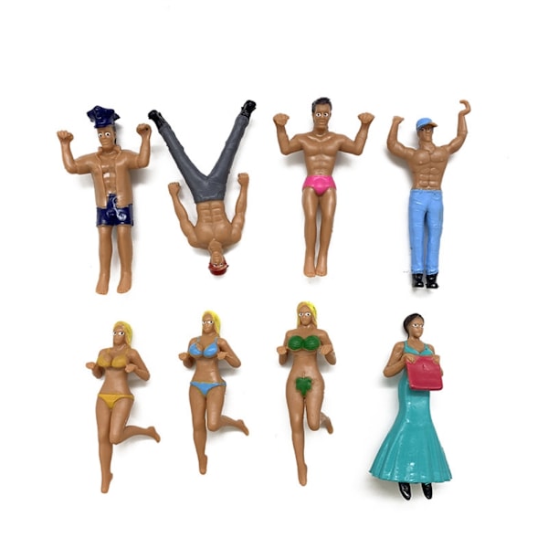 8 st miniatyrfigurer koppkant hängande prydnad koppkant figur giftfri hållbar mini dockor drickande partner