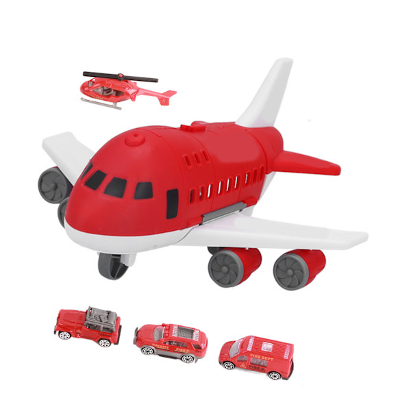 Flygplan Leksak Set DIY Montering Transportplan Lastmodell Leksak med Helikopter Billeksak Röd