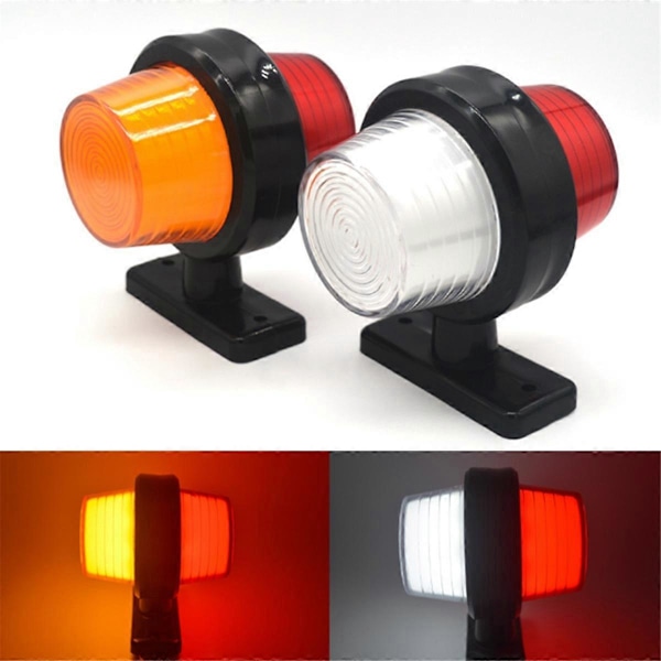 LED Sidemarkeringslys 12V 24V Dobbelt Ansigt Indikator til Bil Lastbil, B Rød & Hvid