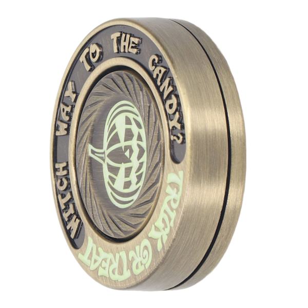 Metallskjutreglage Sensoriskt Leksak Rund Forma Glow in The Dark Lindra Stress Fingertopp Tryckreglage Leksak Guld