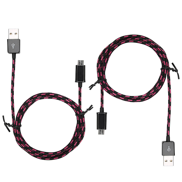 2 stk hurtigladende kabel Micro USB datakabel nylonflettet kabel for Android-telefon