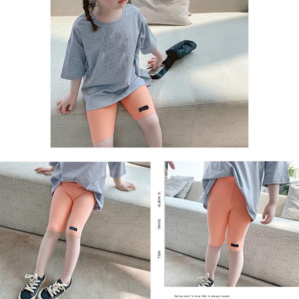 Børne Leggings Sommer Tynd Tråd Atletisk Strækbar Ungdom Kort til Små Piger Orange 51.2in