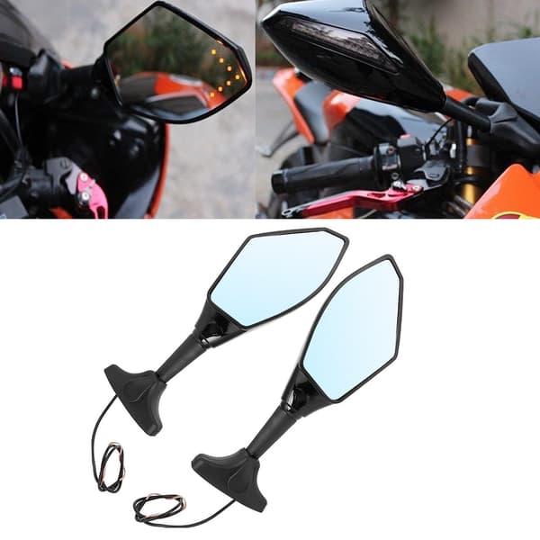 2 stk. LED bakspejl modificeret motorcykelspejlskal med lys (sort)