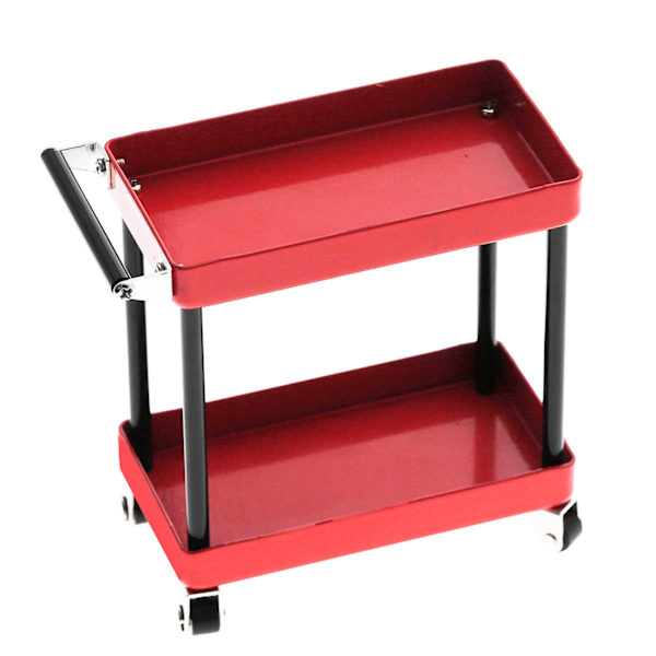 Mini 2-nivåers verktygsförvaringsvagn Mobil verkstad Garage Reparation RC-tillbehör för 1/8 1/10 1/12 1/16 skala modell Stor storlek Rouge