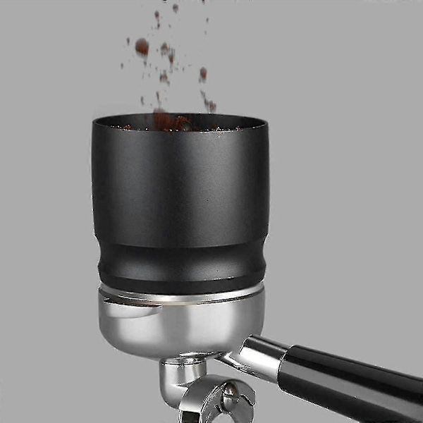 58mm Kaffedoseringskopp, Espresso Doserings Tratt i Aluminiumlegering Kaffedoseringsring Distributör Kaffemaskin Tillbehör (1st, Svart) -CNJR
