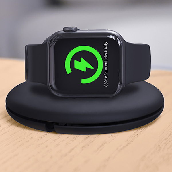 2 i 1 ur-opladningsstation bærbar kabel opbevaringsbar multifunktionel kabelopruller til iWatch sort